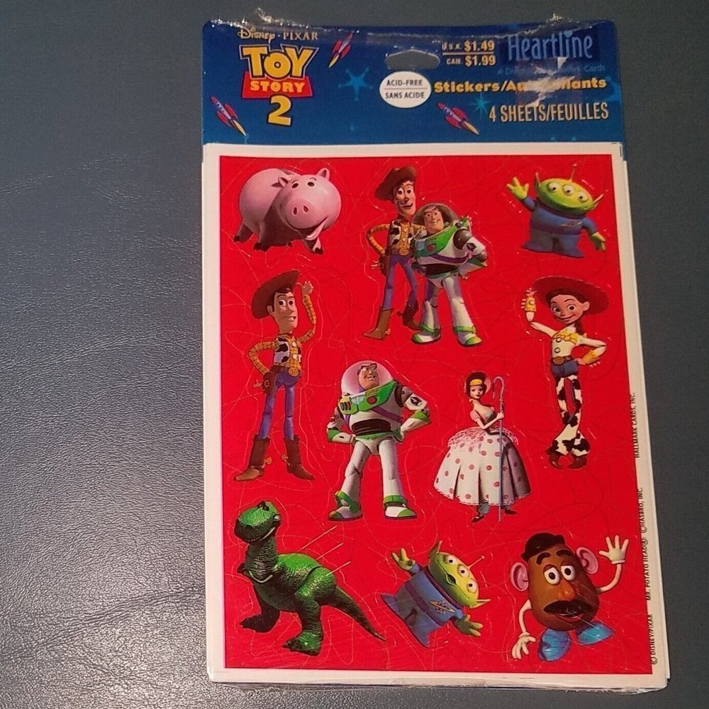 NEW NOS Disney Toy Story 2 Stickers Buzz Woody Bo Peep Jessie Hamm VTG SEALED